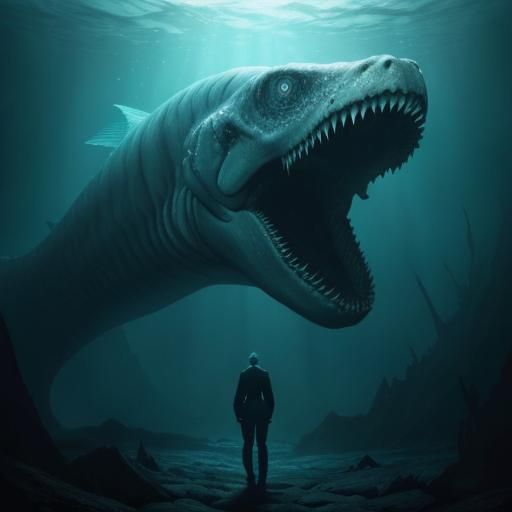 Underwater Terror: Swimmer Meets Colossal Sea Serpent