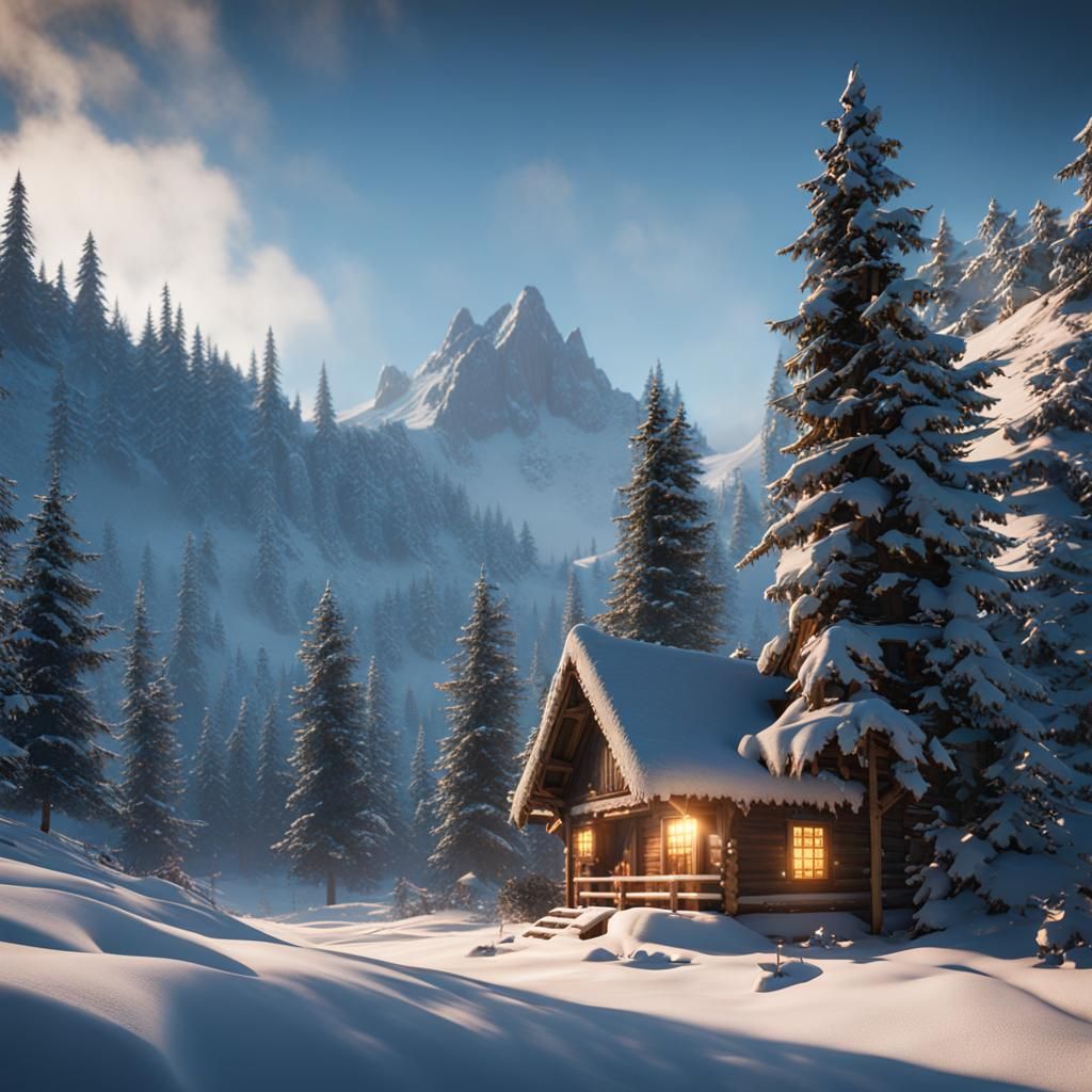Festive 3D Holiday Scene in Cinematic Style