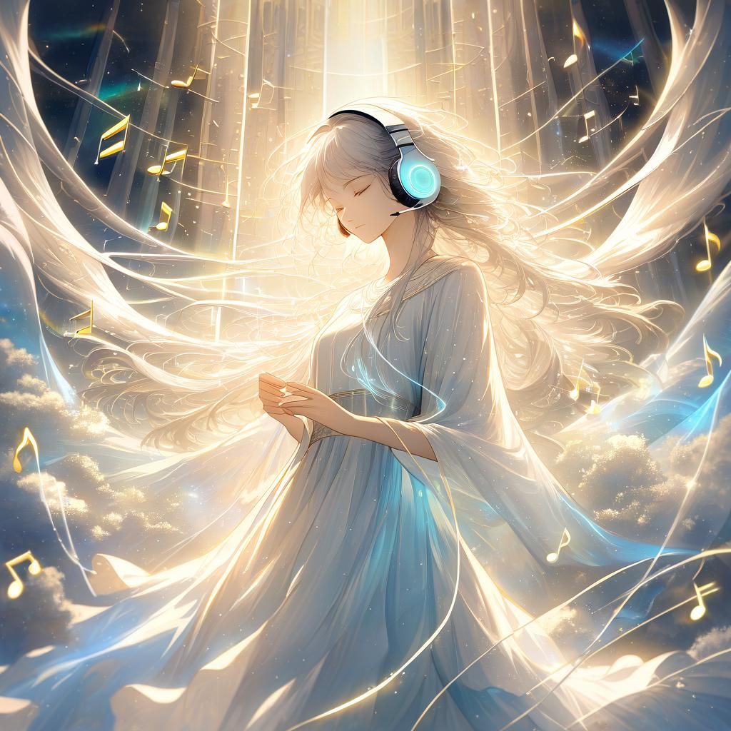 Ethereal Teenage Girl Listening to Music