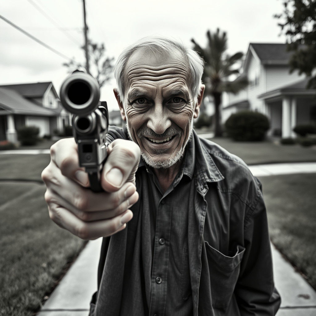 Intense Old Man with Revolver: Fine-Art Photography