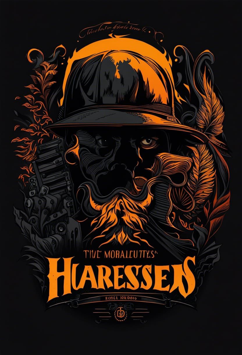 Flaming Harley-Davidson Skull Rider in Monochromatic Art