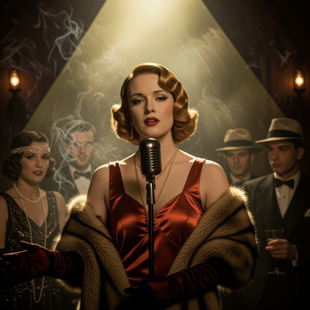 1930s Speakeasy Singer Under Dramatic Spotlight