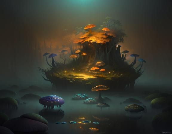 Mystical Amphibian Woman in Dreamlike Surrealism