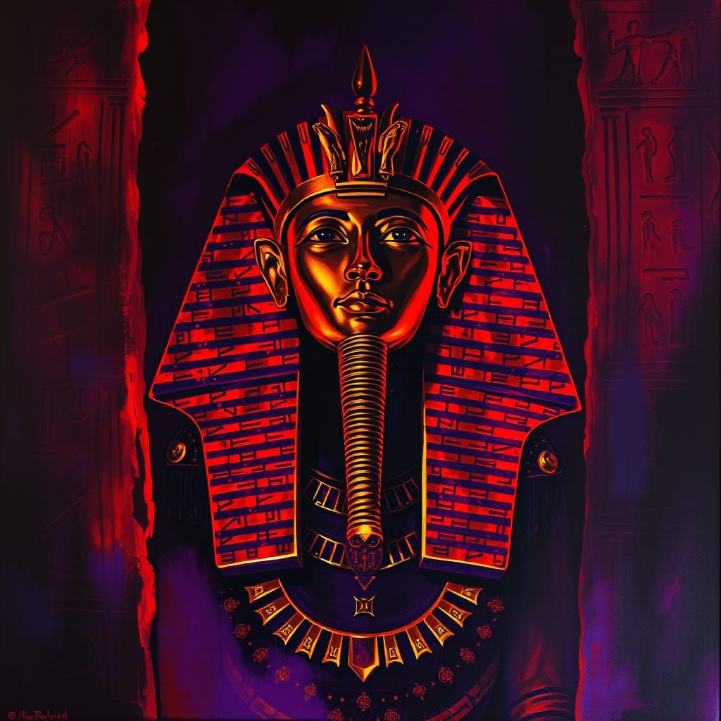 A Pharaoh emerging from dark enchanted shadows