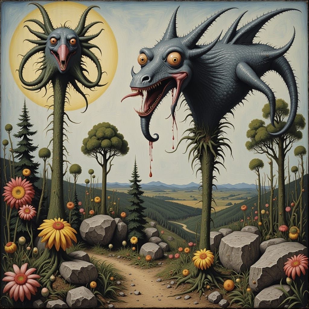 Surreal Black Mountain Landscape