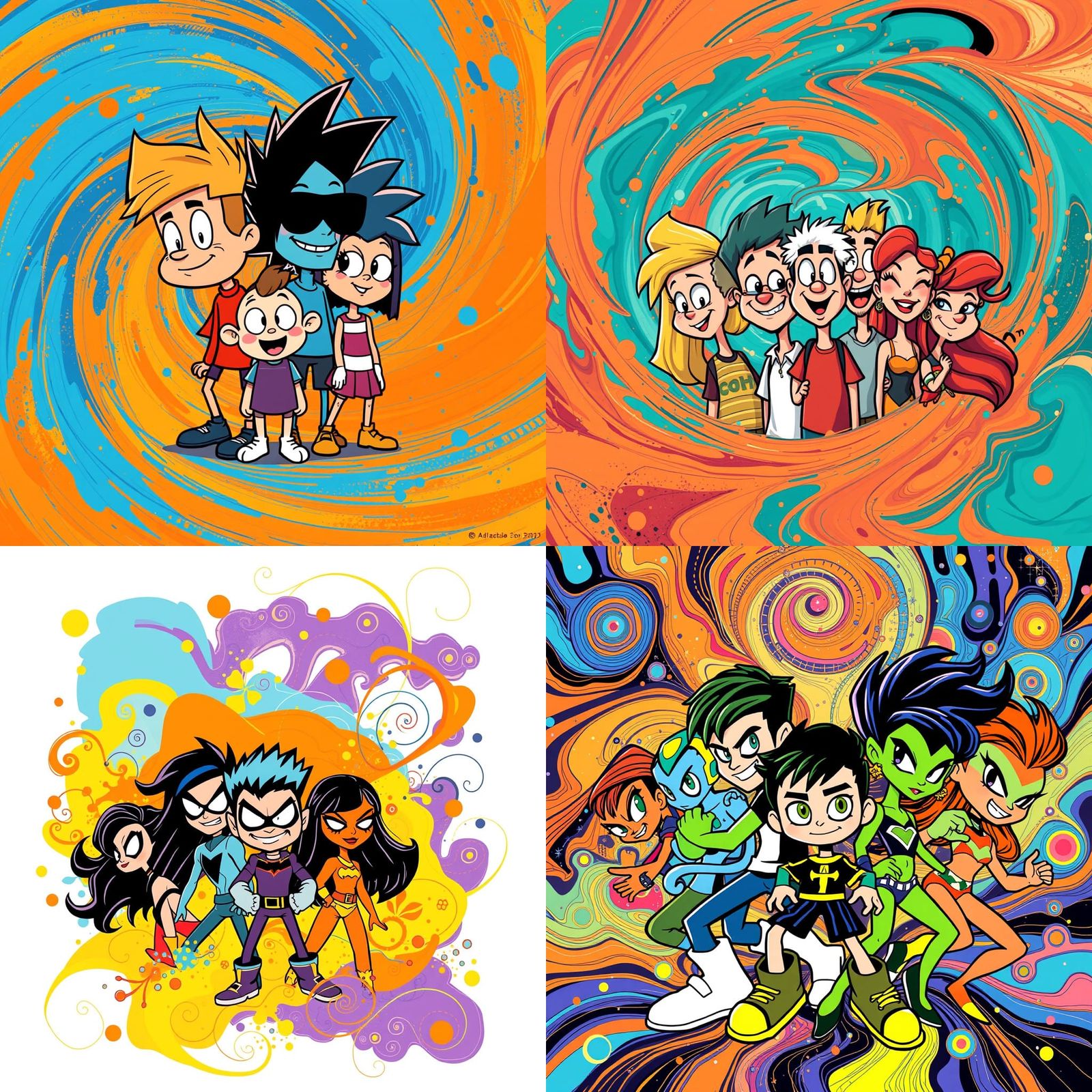 T-Shirt Print with 2000s Cartoons in Abstract Style