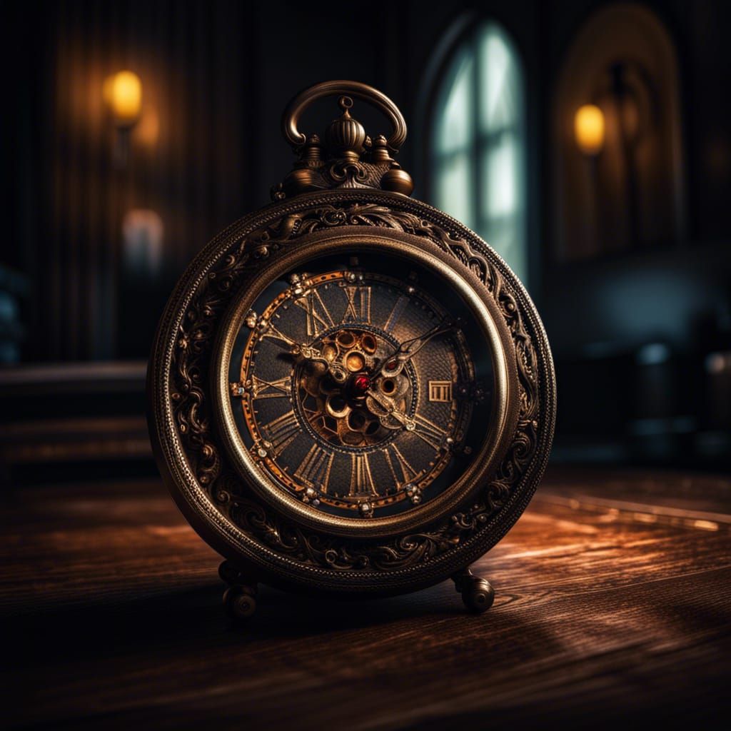 Hyperrealistic Clock with Intricate Details in HDR