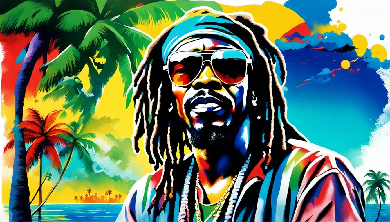 Peter Tosh Portrait in Watercolor Pop Art Style