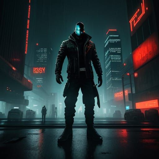 Dystopian Detroit Cityscape as Cyberpunk Noir