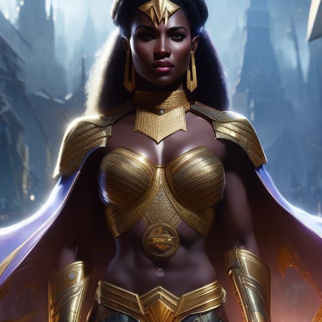 Egyptian Wonder Woman: Hyperdetailed Art Nouveau Portrait