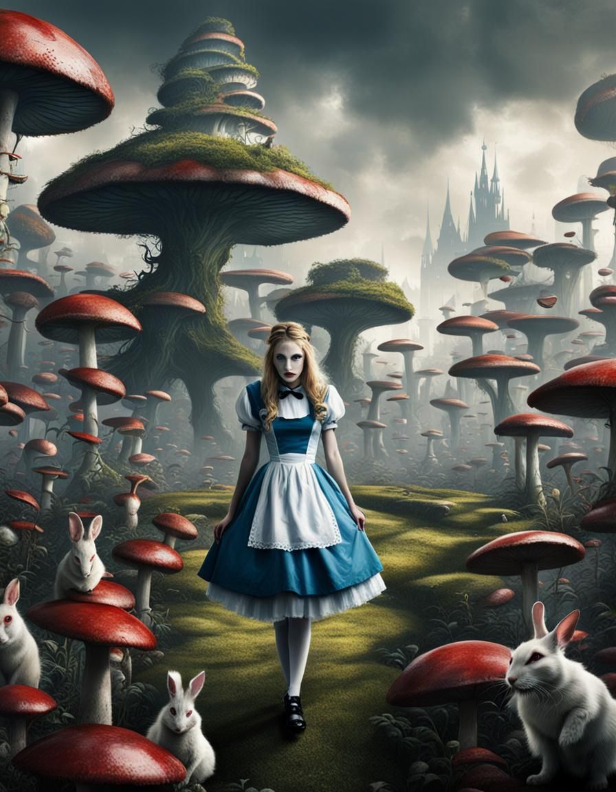 Dystopian Alice in Wonderland AI Art