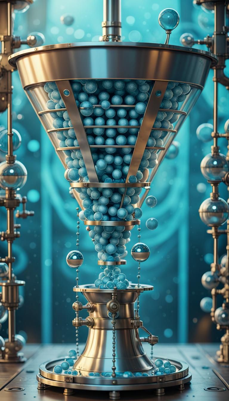 Steampunk Funnel Dispensing Quicksilver Balls in Pop Art Sty...