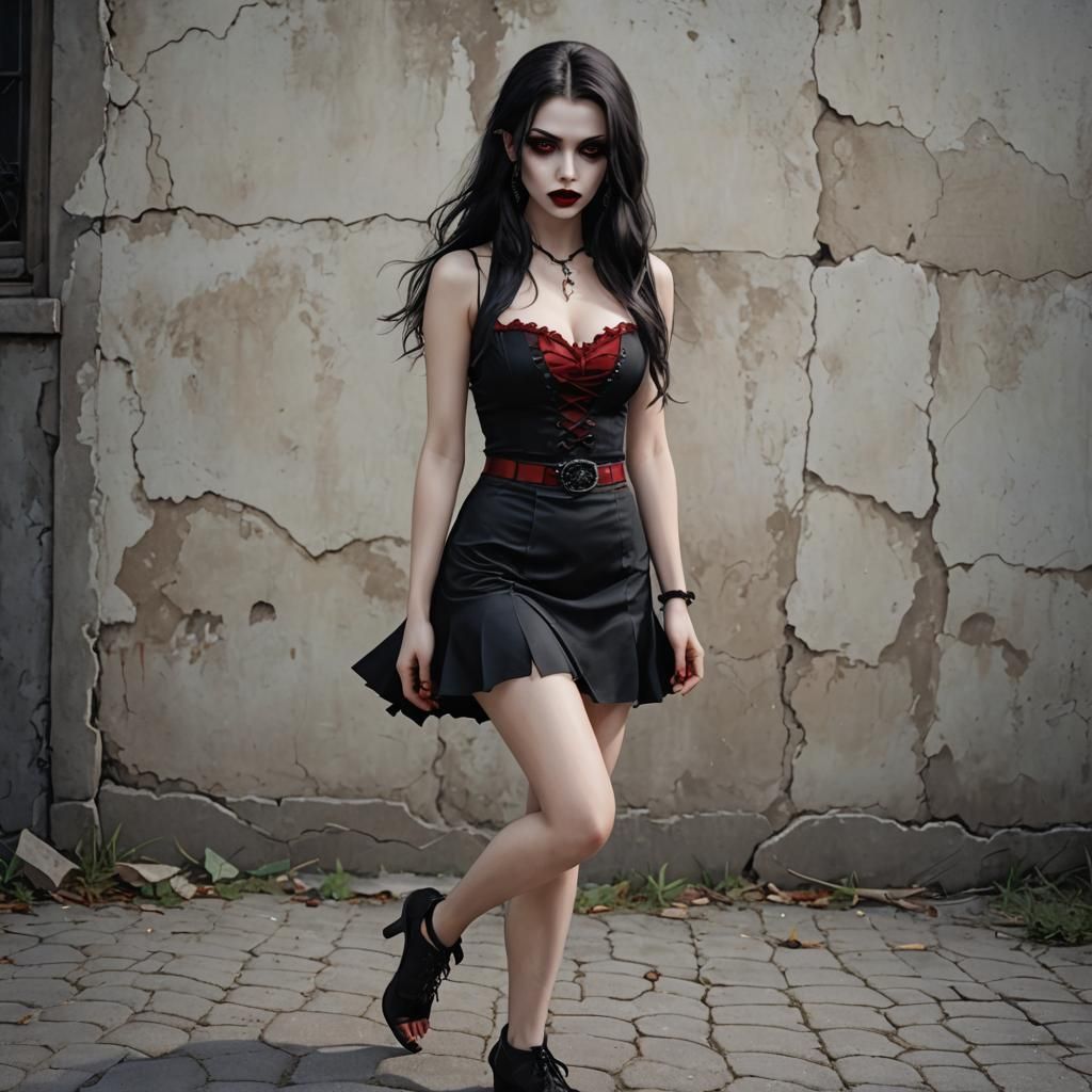 Beautiful Vampire Girl in Short Skirt