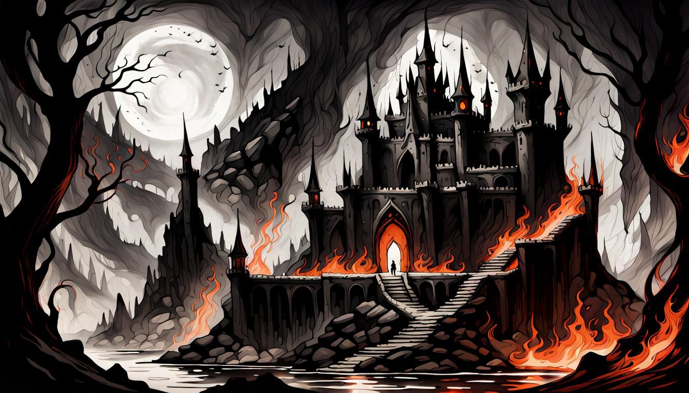 Dark Elf Palace in Underdark: Moody Ink Design