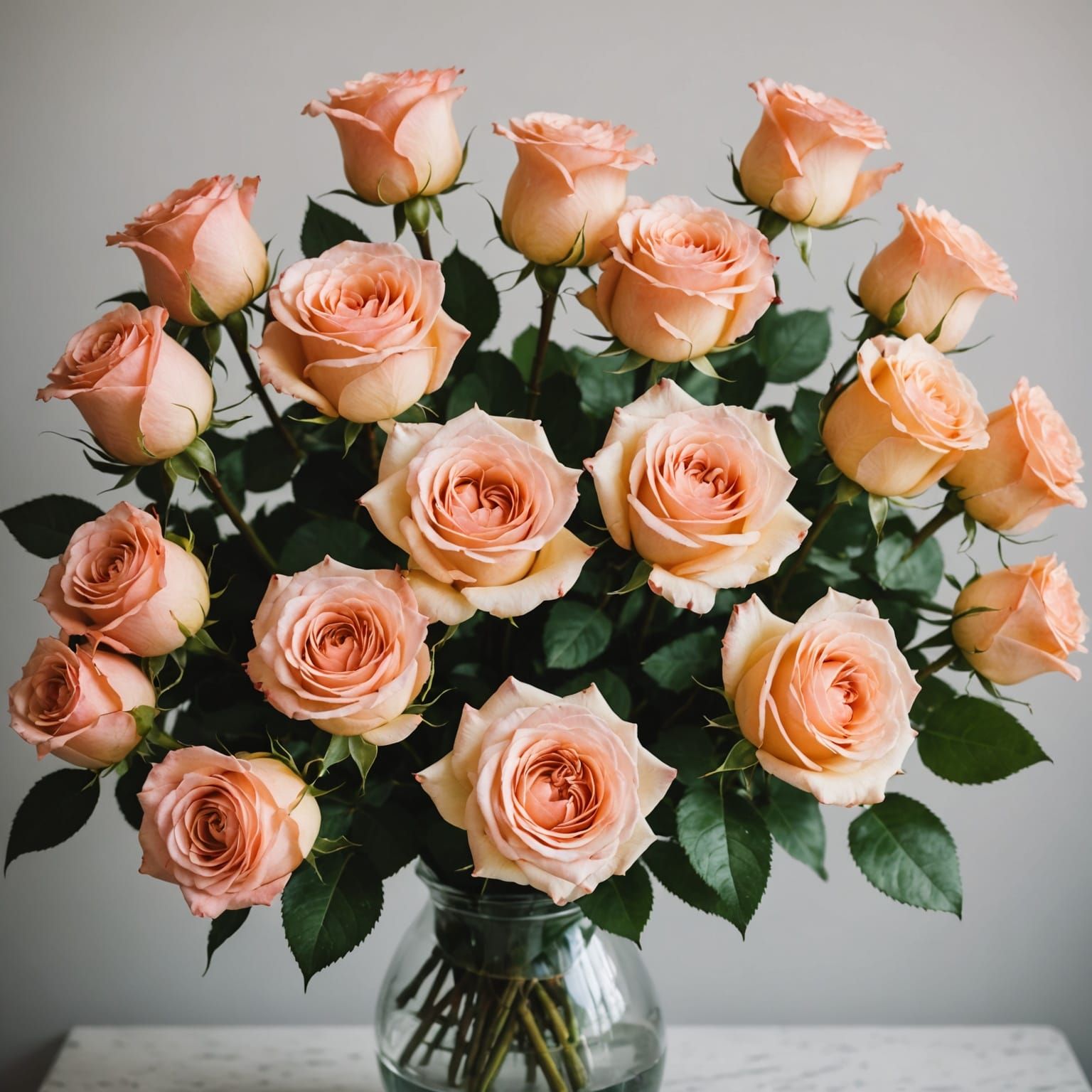A Bouquet of Roses in Elegant Vase