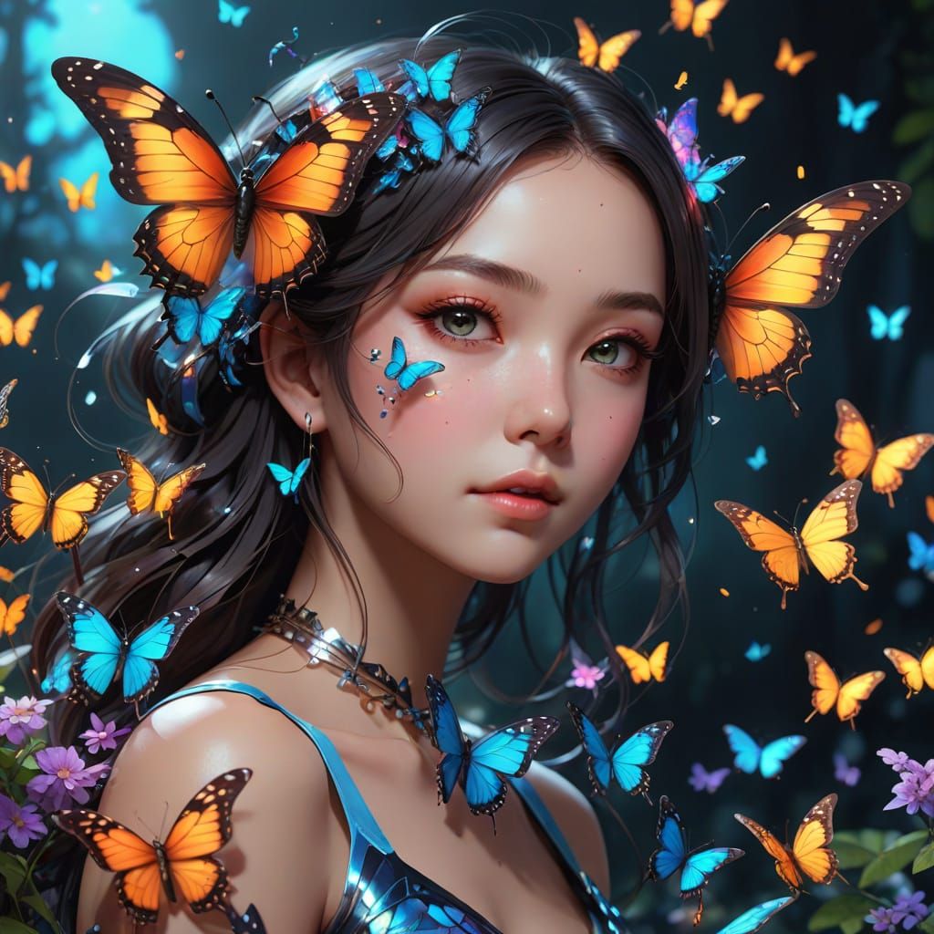 Beautiful Magical Butterfly in 3D Anime Art
