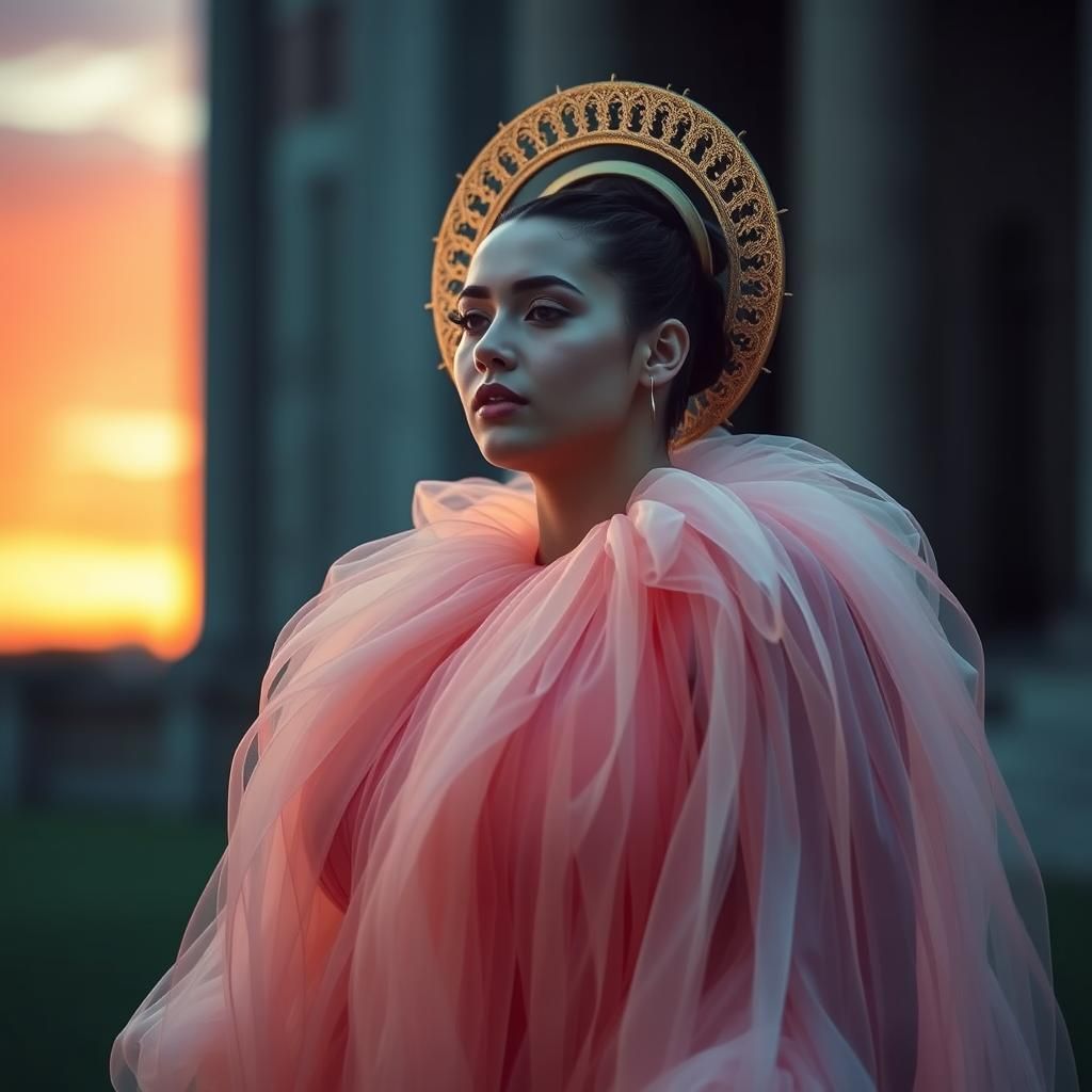 Sunset Tulle Gown Inspired by Haute Couture