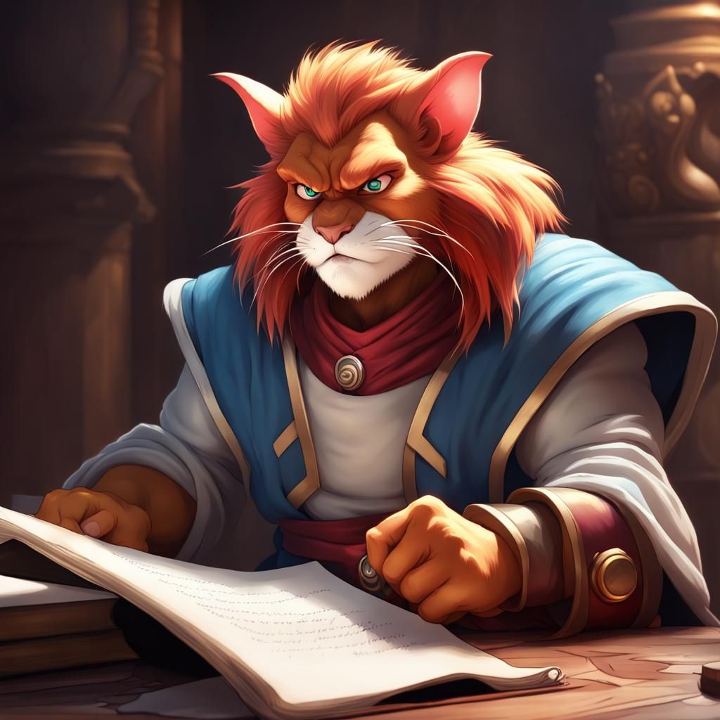 Snarf Reads a Scroll in Disney Pixar Style