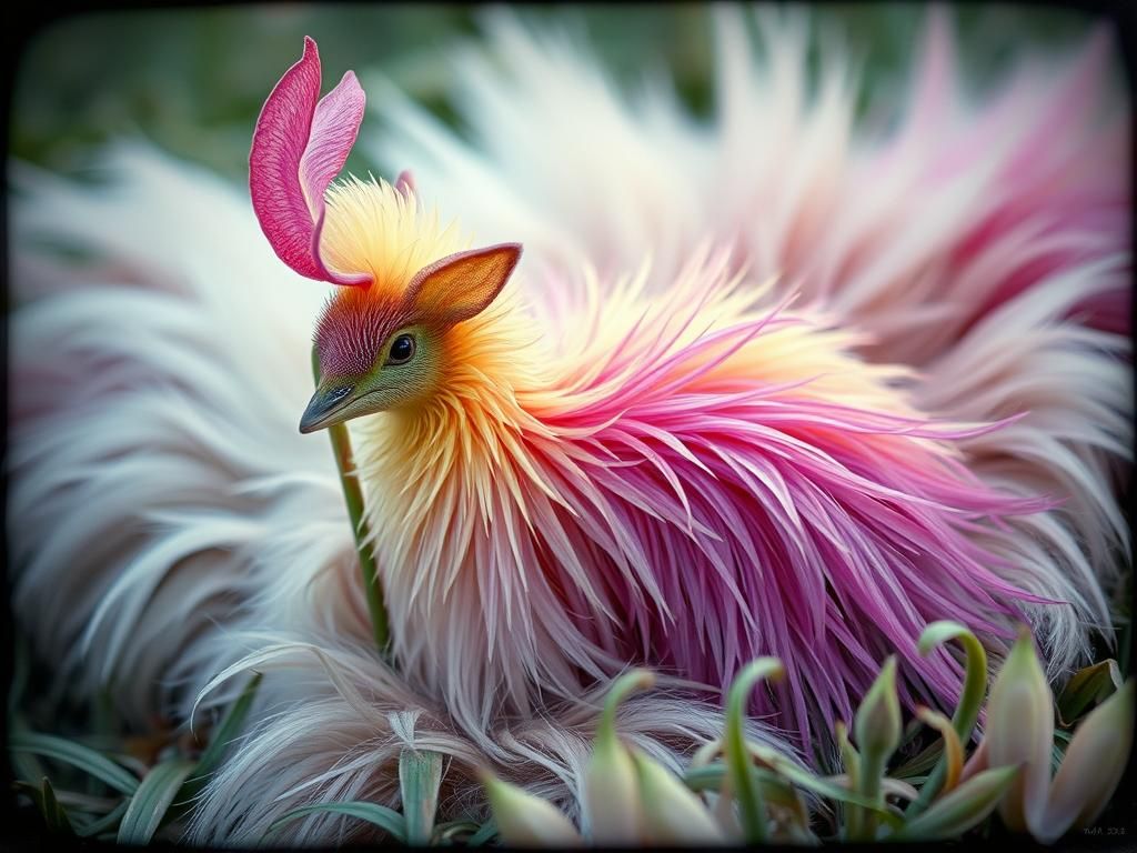 Anthropomorphic Bletilla Striata Hybrid with Rainbow Faux Fu...