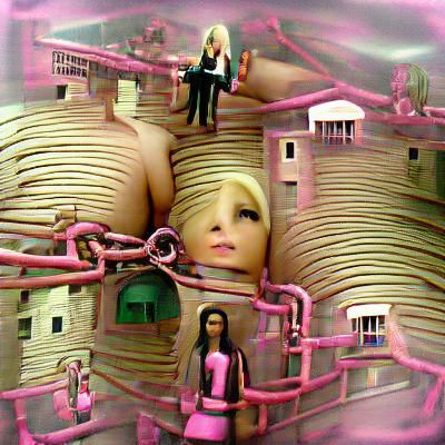 Surreal Bondage Panopticon with Barbie Aesthetic