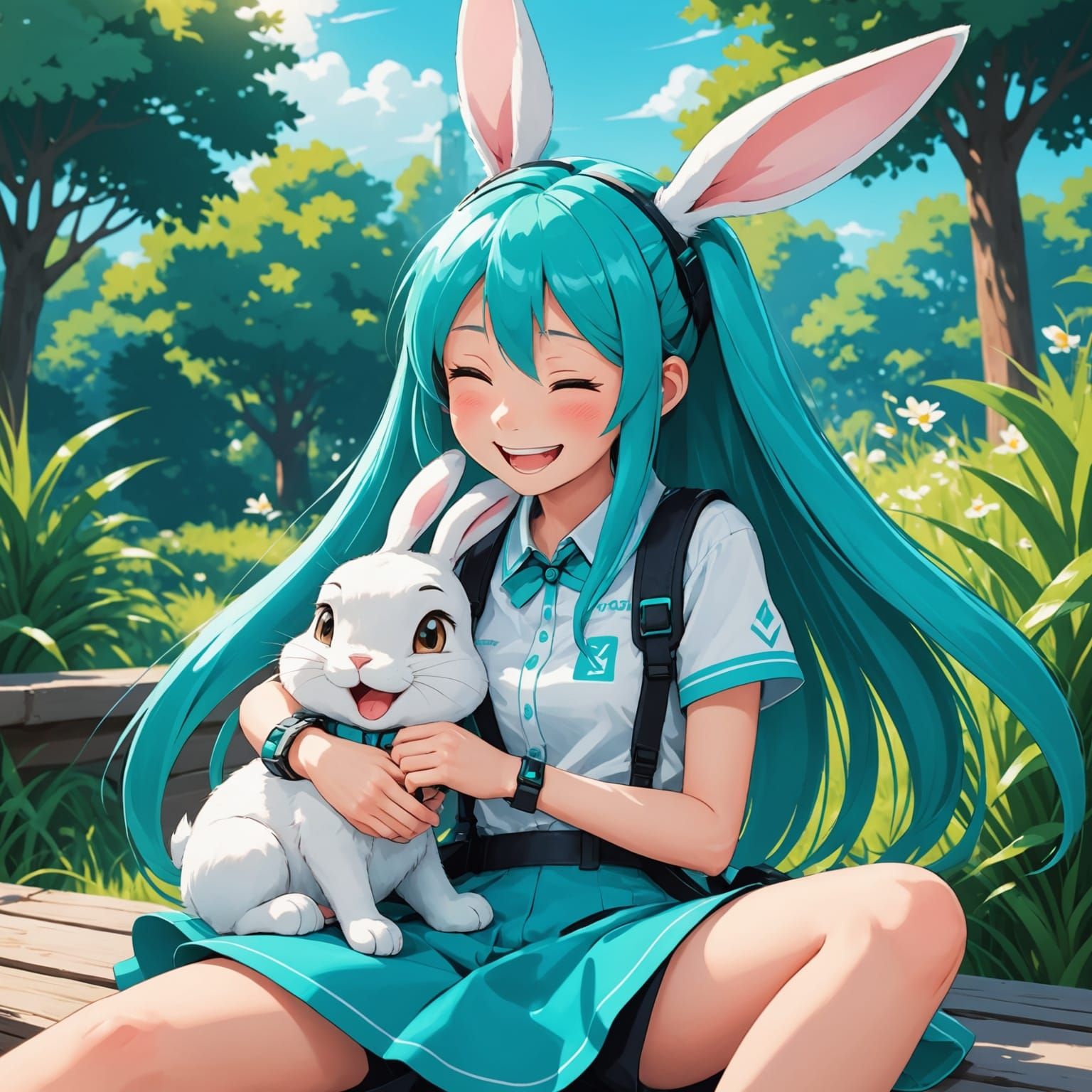 Rabbit and Hatsune Miku in Summer
