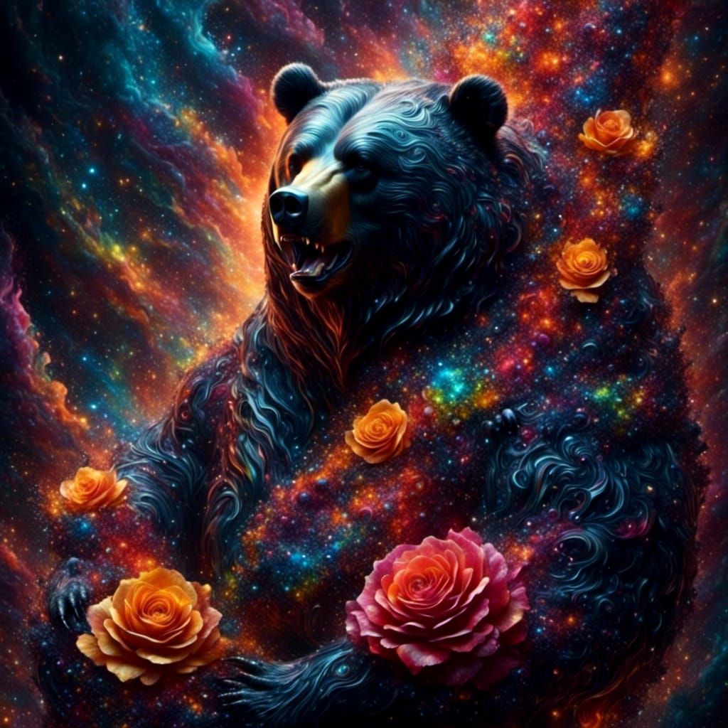 Flaming Rainbow Rose with Dark Sparkle