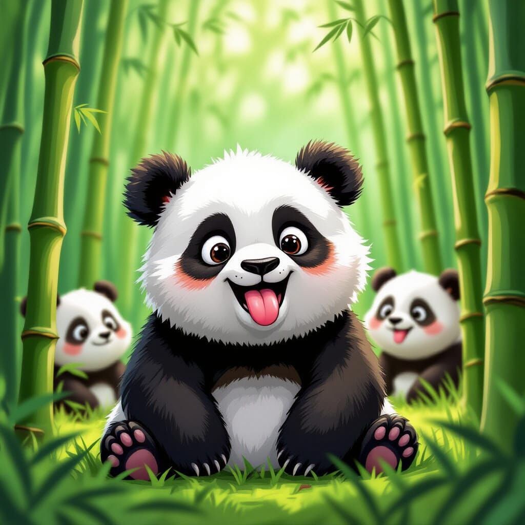 Playful Panda Sticking Tongue Out, Whimsical Illustration