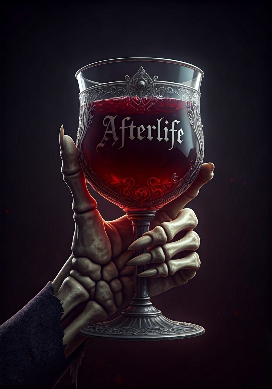 Eerie Gothic Goblet Held by Skeletal Hand