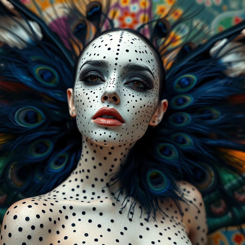 Surreal Butterfly Woman with Peacock Feathers
