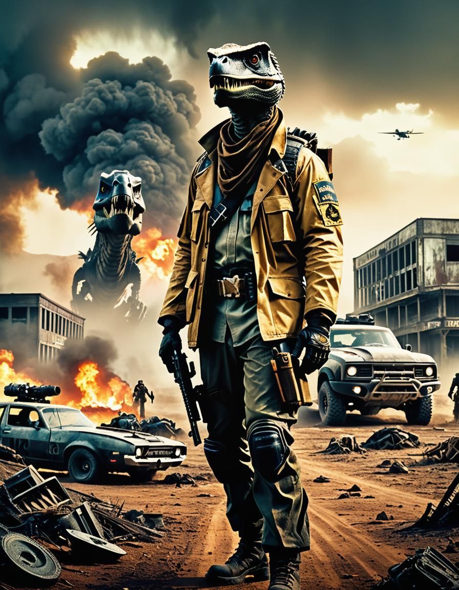 Post-Apocalyptic Survival Movie Poster in 50s Style