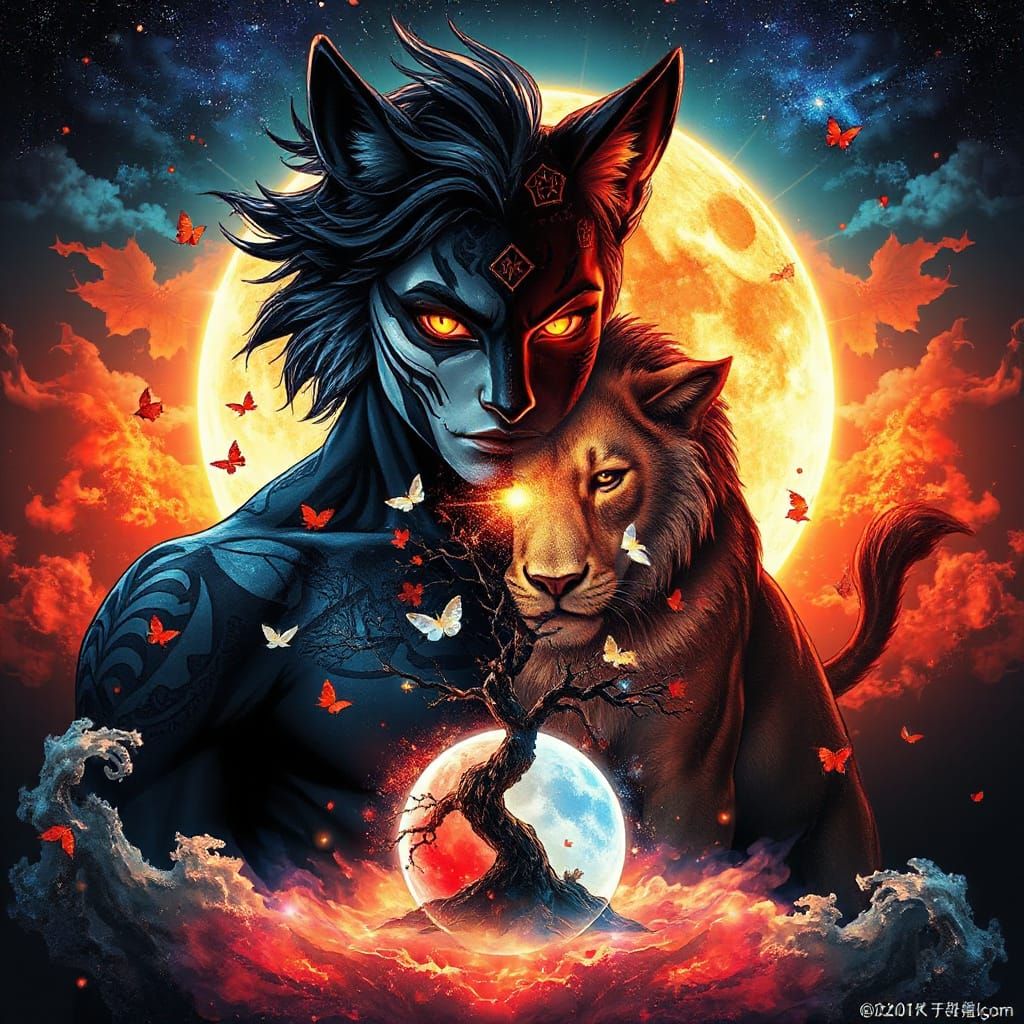 Surreal Celestial Guardian Transforms Amidst Solar Eclipse