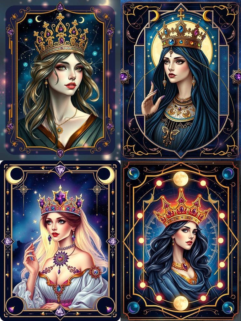 Celestial Playing Card Border with Gemstone Accents