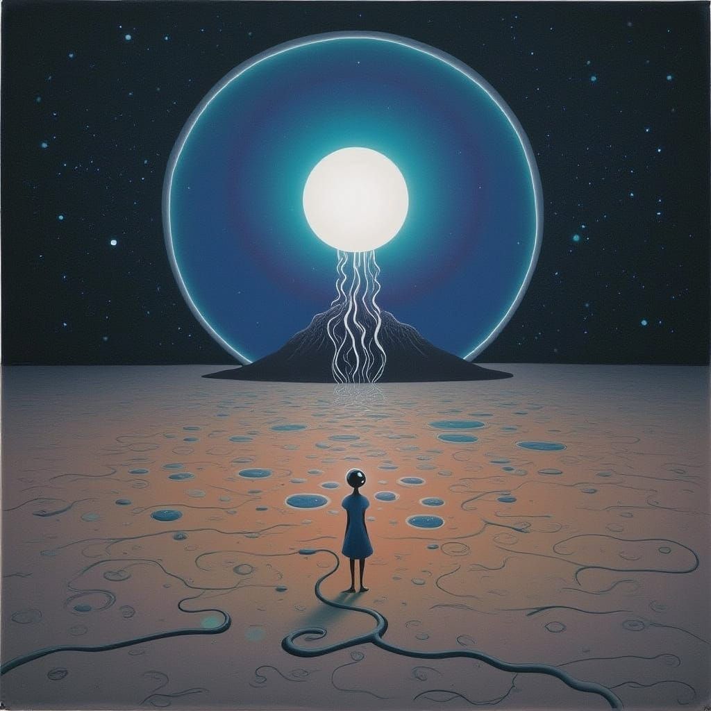 Surreal Alien Moon Landscape in Neon Hues