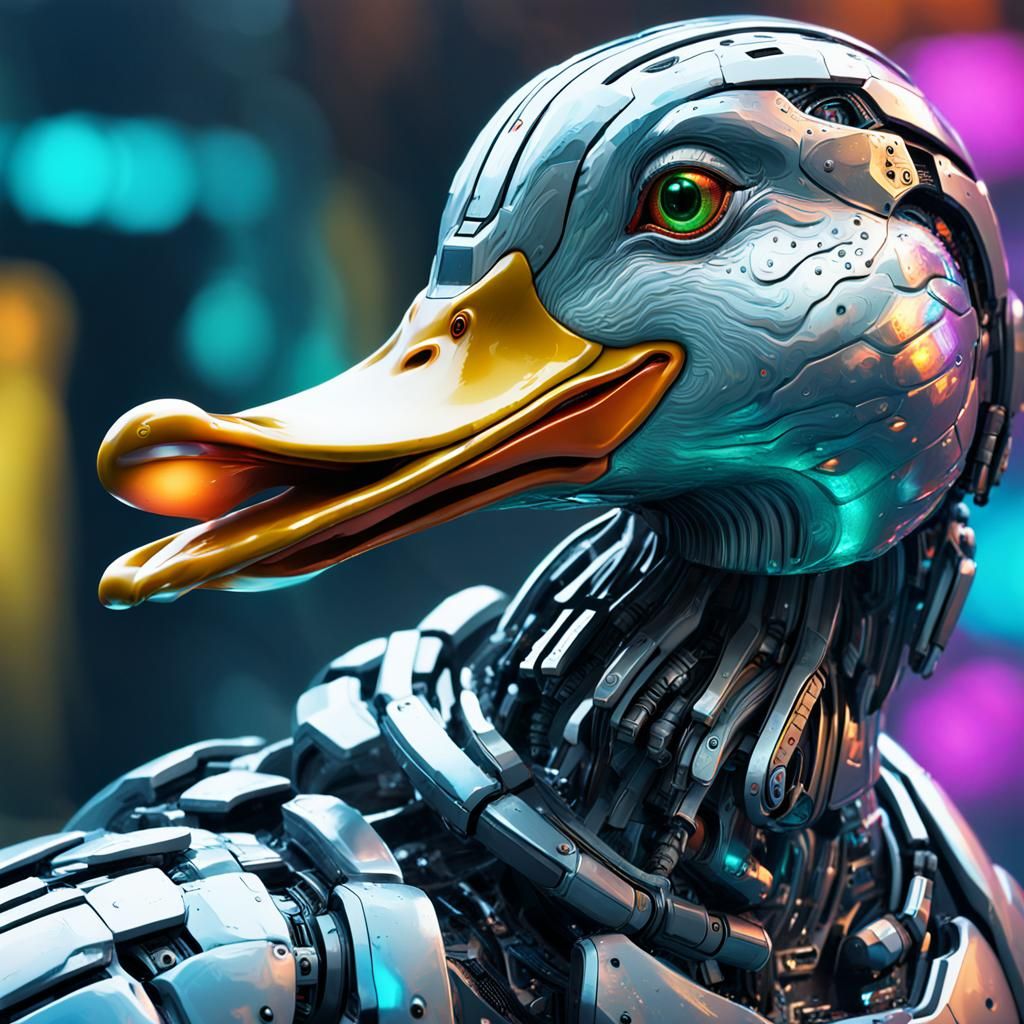 Hyperrealistic Cyborg Duck Humanoid Concept Art