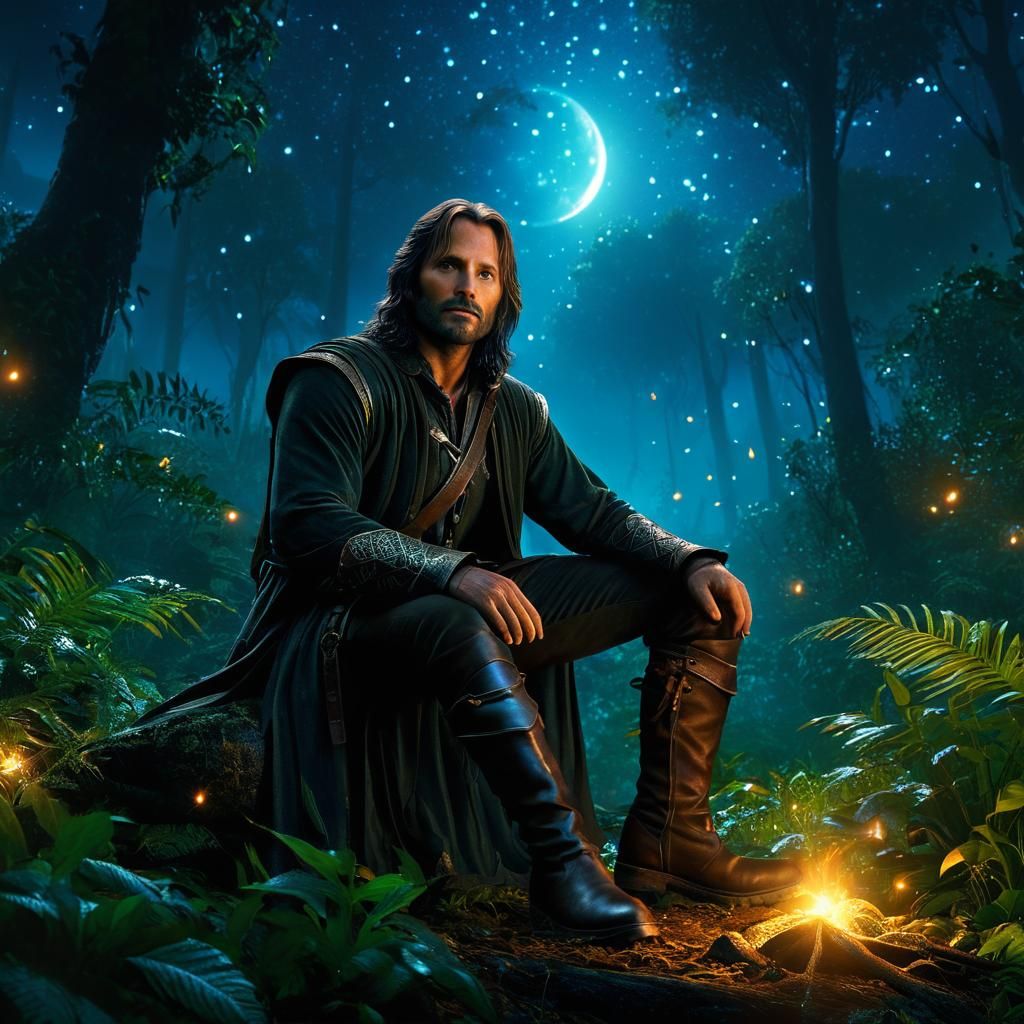 Aragorn in Starry Fangorn Jungle Concept Art
