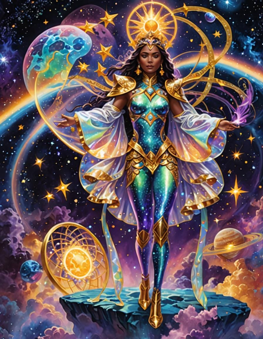 Holographic Chimera Girl in Astral Cosmic Style