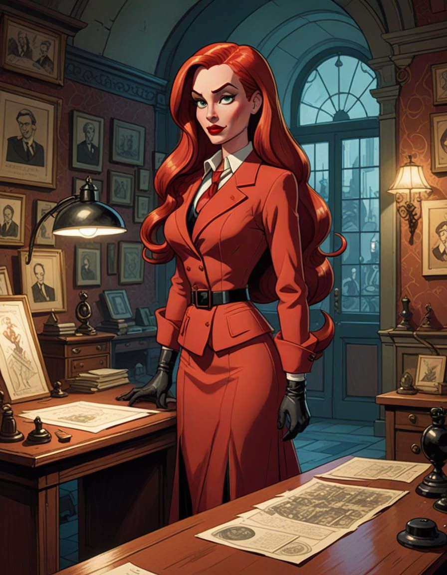 Glamorous Victorian Detective in a Museum Setting