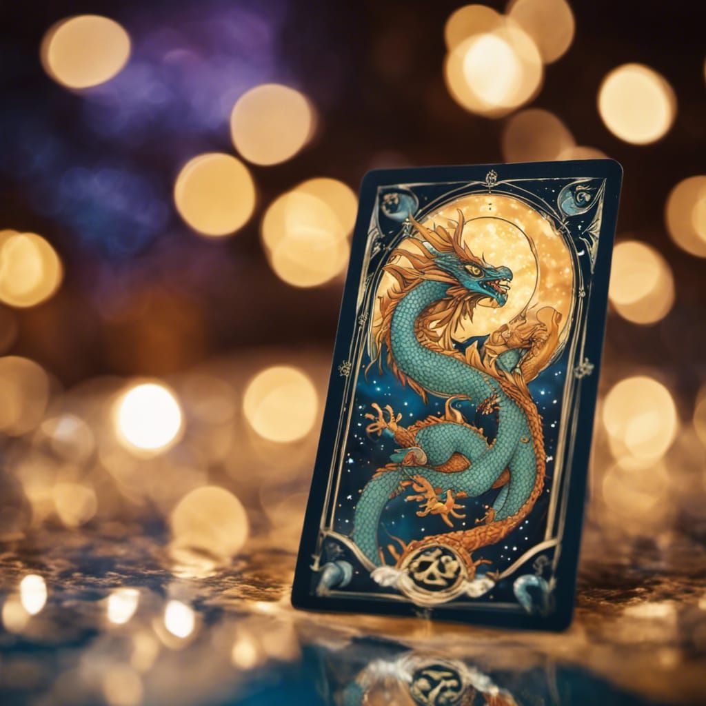 Zodiac Sign Pisces Dragon Tarot Card