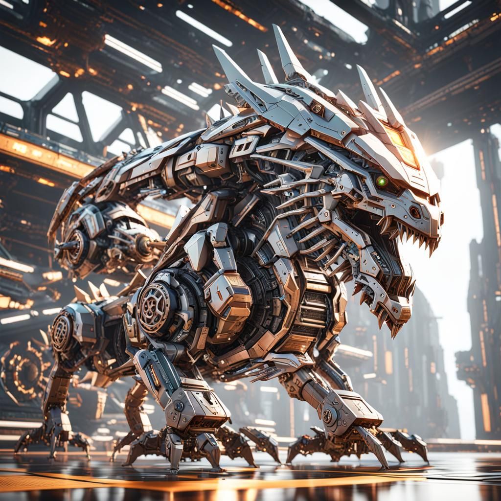 Futuristic Dragon Trainer with Mecha Dragon in 8K