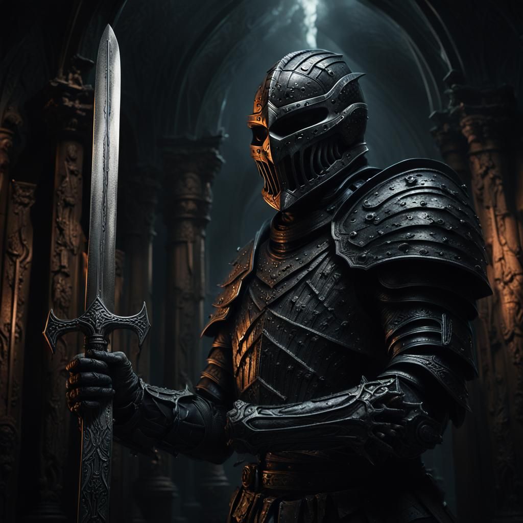 Ghoulish Knight with Cursed Sword in Dark Fantasy Art