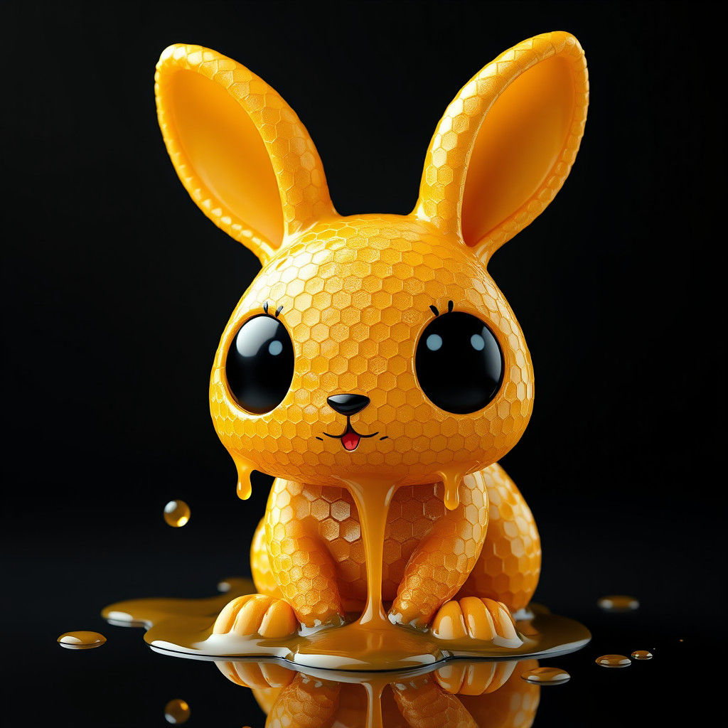 Honeycomb Bunny in Hyper Realistic 3D Rendering