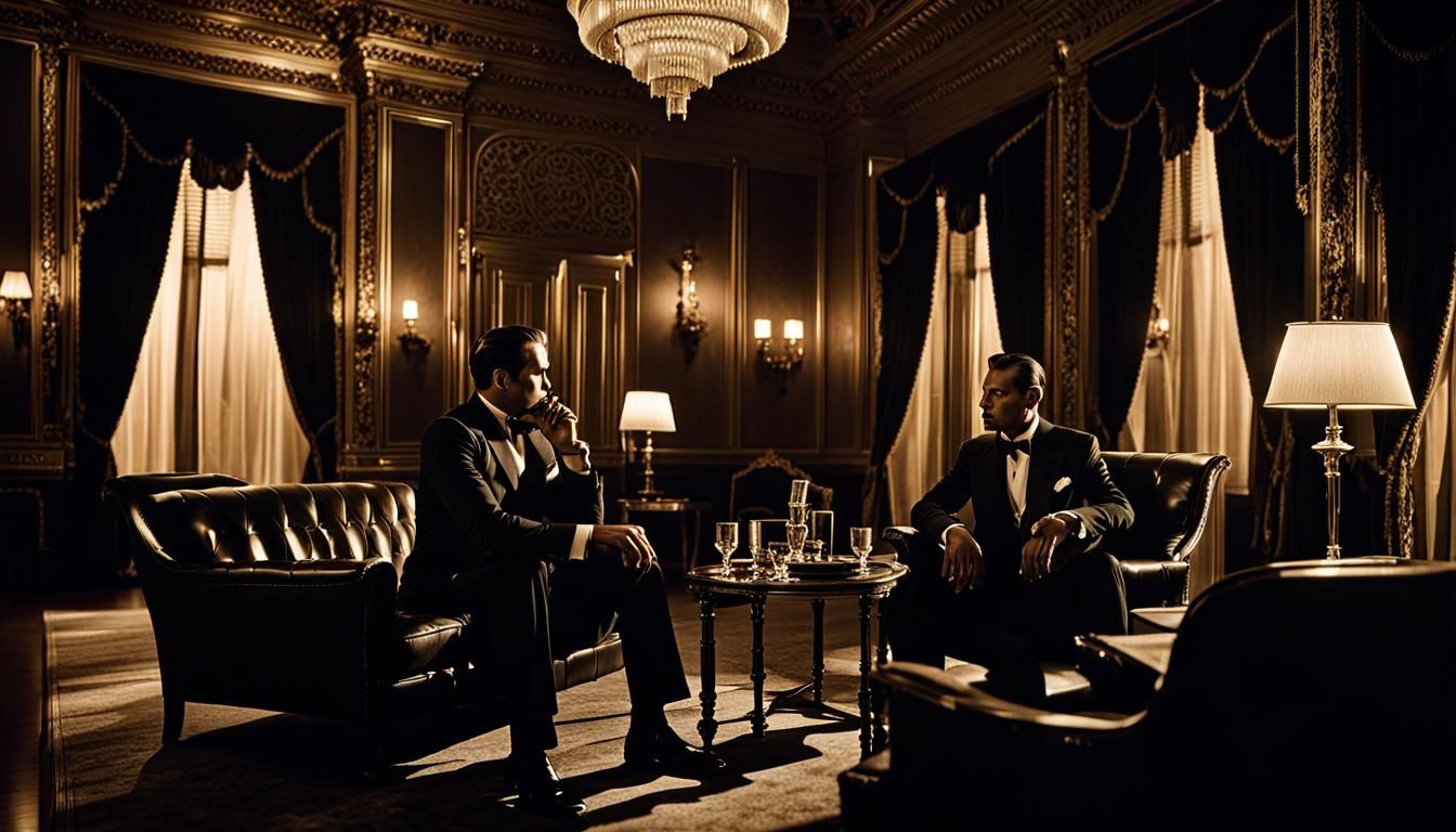 Film Noir Men in Opulent Room
