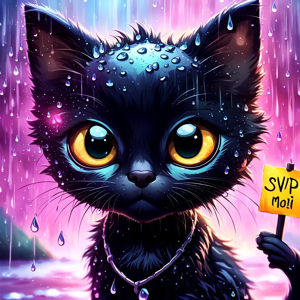 Sad Kitten Seeks Adoption in Hyperrealistic Digital Art