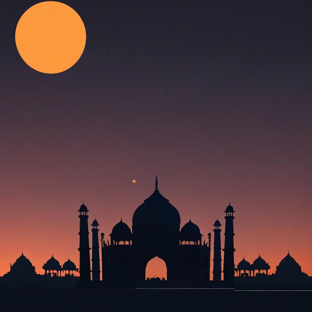 Minimalist Abstract Collage of India: Day and Night