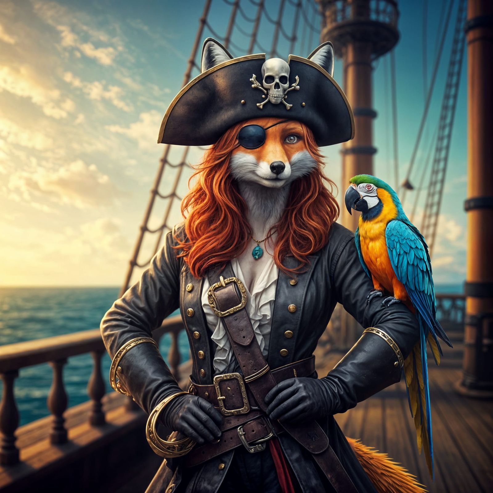 Pirate Fox Captain on Ship, Cinematic Adventure