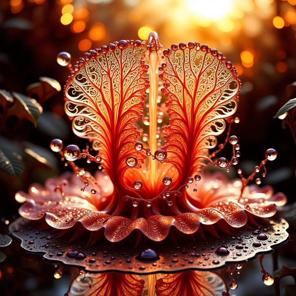 Abstract Glass and Wire Fractal Sunset