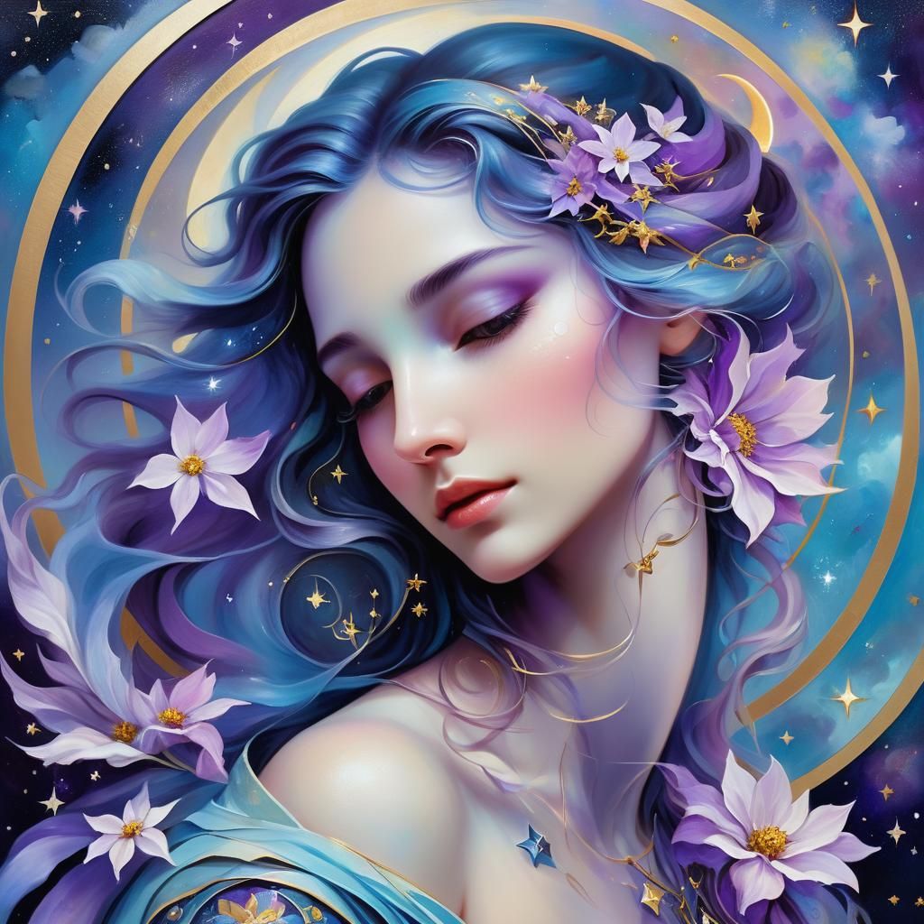 Ethereal Cosmic Figure in Dreamy Oil Painting Style