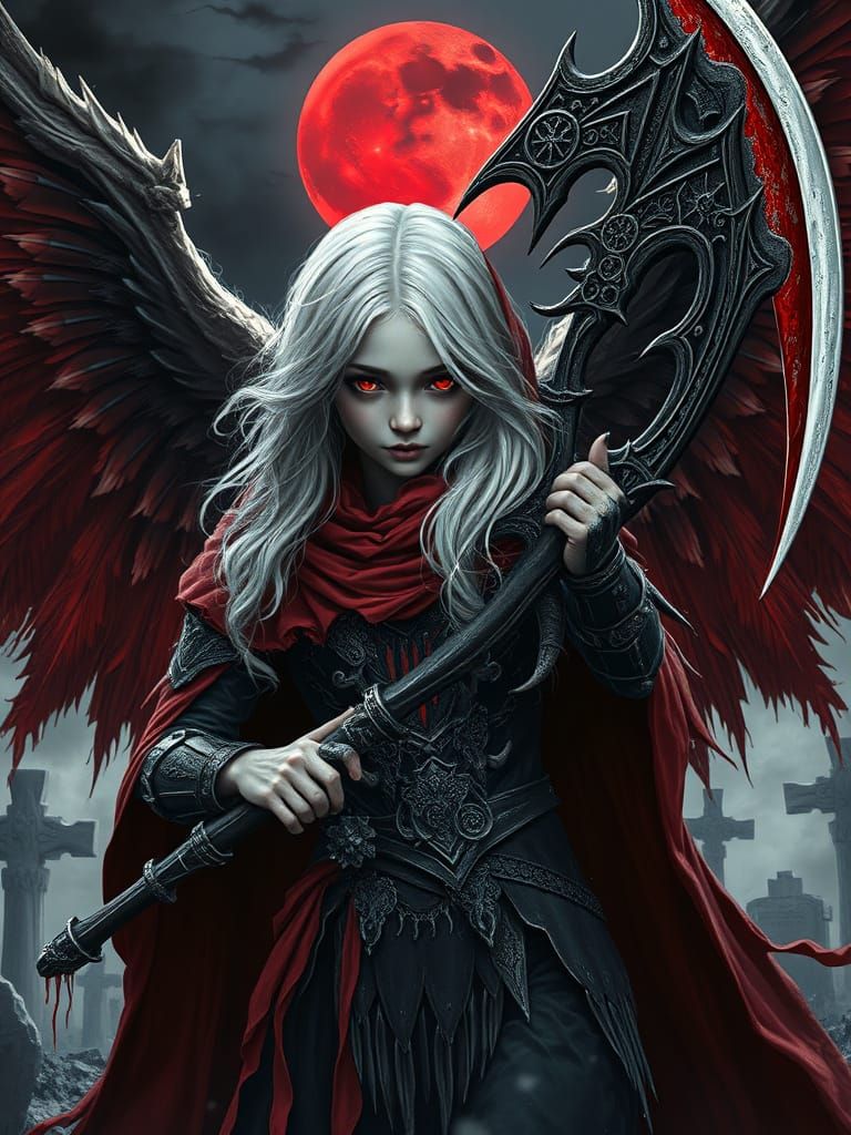 Surreal Gothic Angel of Death in Dark Fantasy Style