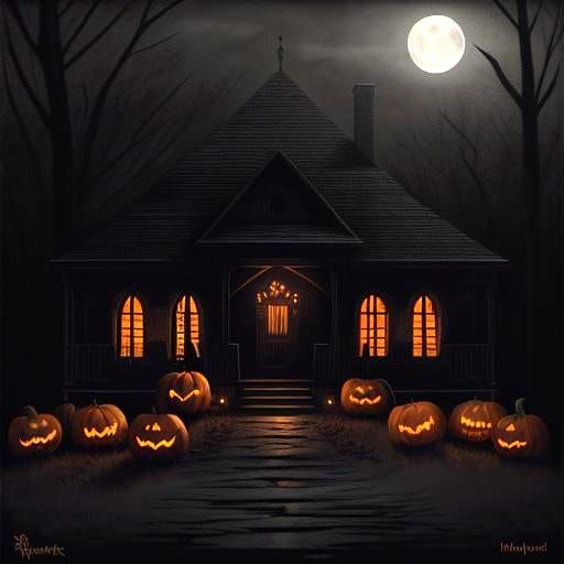 Sinister Jack-o'-Lanterns on Halloween Night