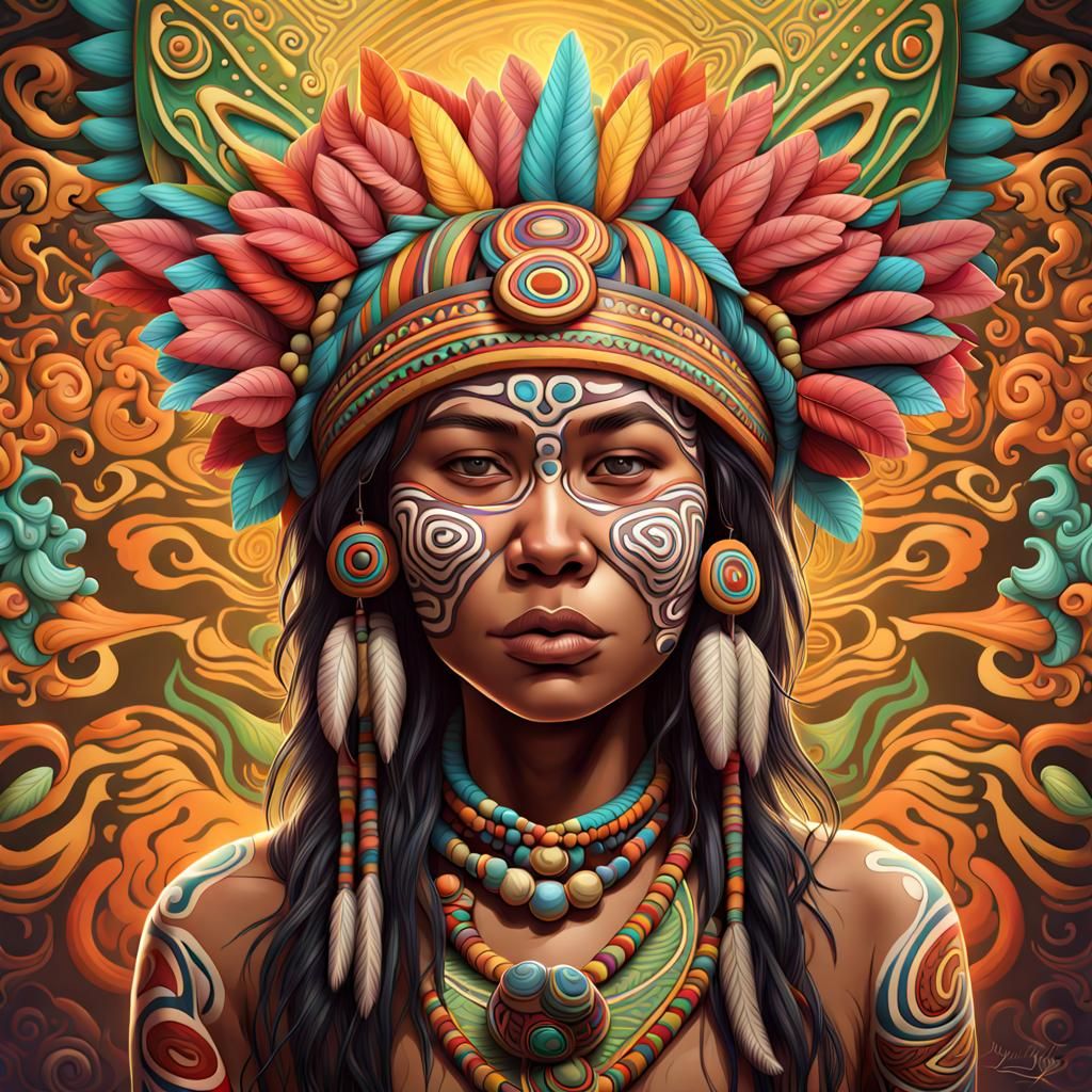 Dayak People in Whimsical Hyperrealistic Digital Art